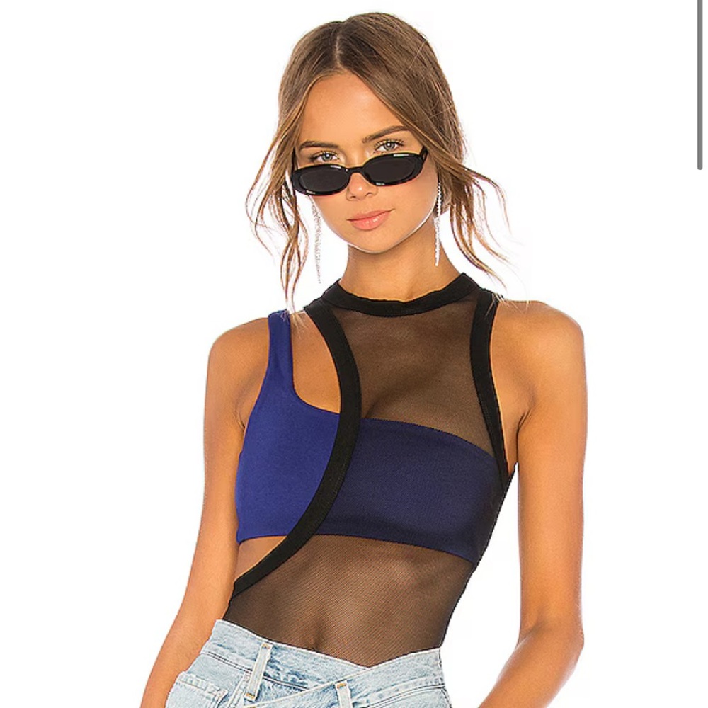 Black and Blue Mesh Women's Top